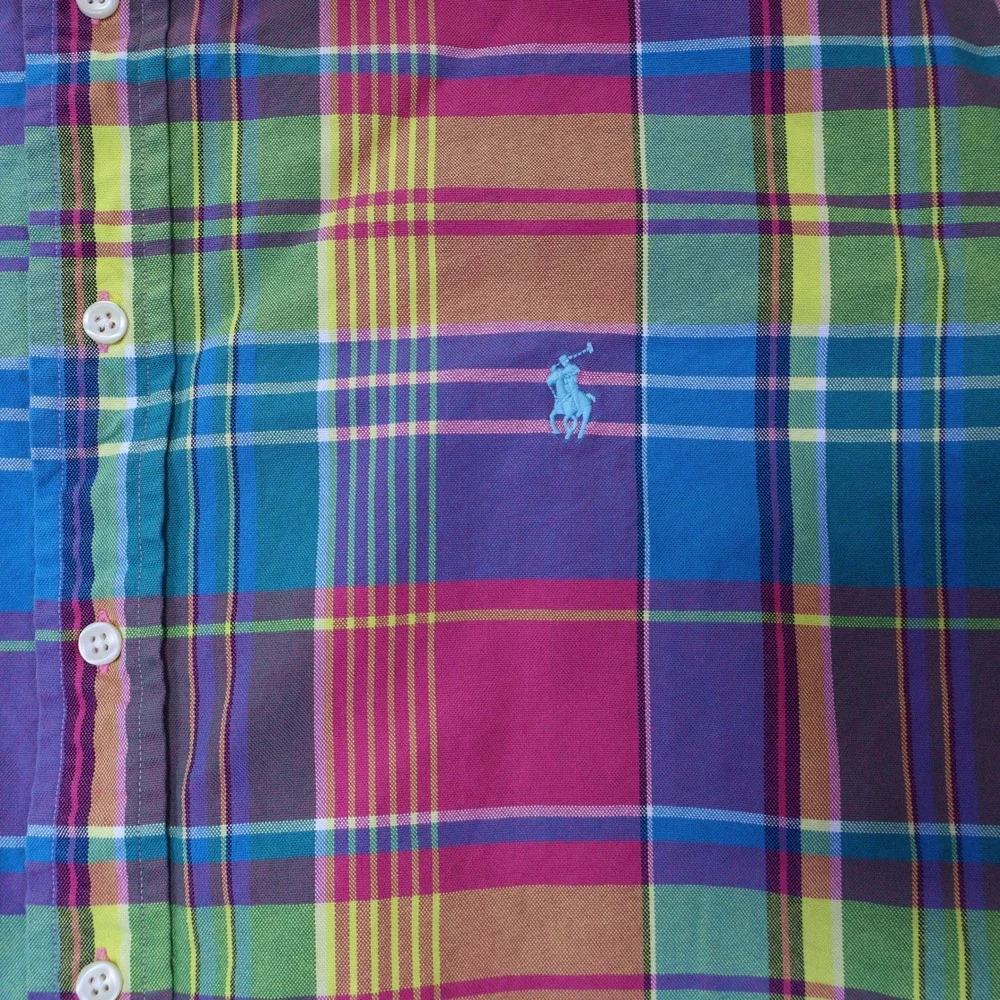 Polo Ralph Lauren Mens 2XB Untucked Fit Madras Plaid Short Sleeve Shirt Multi